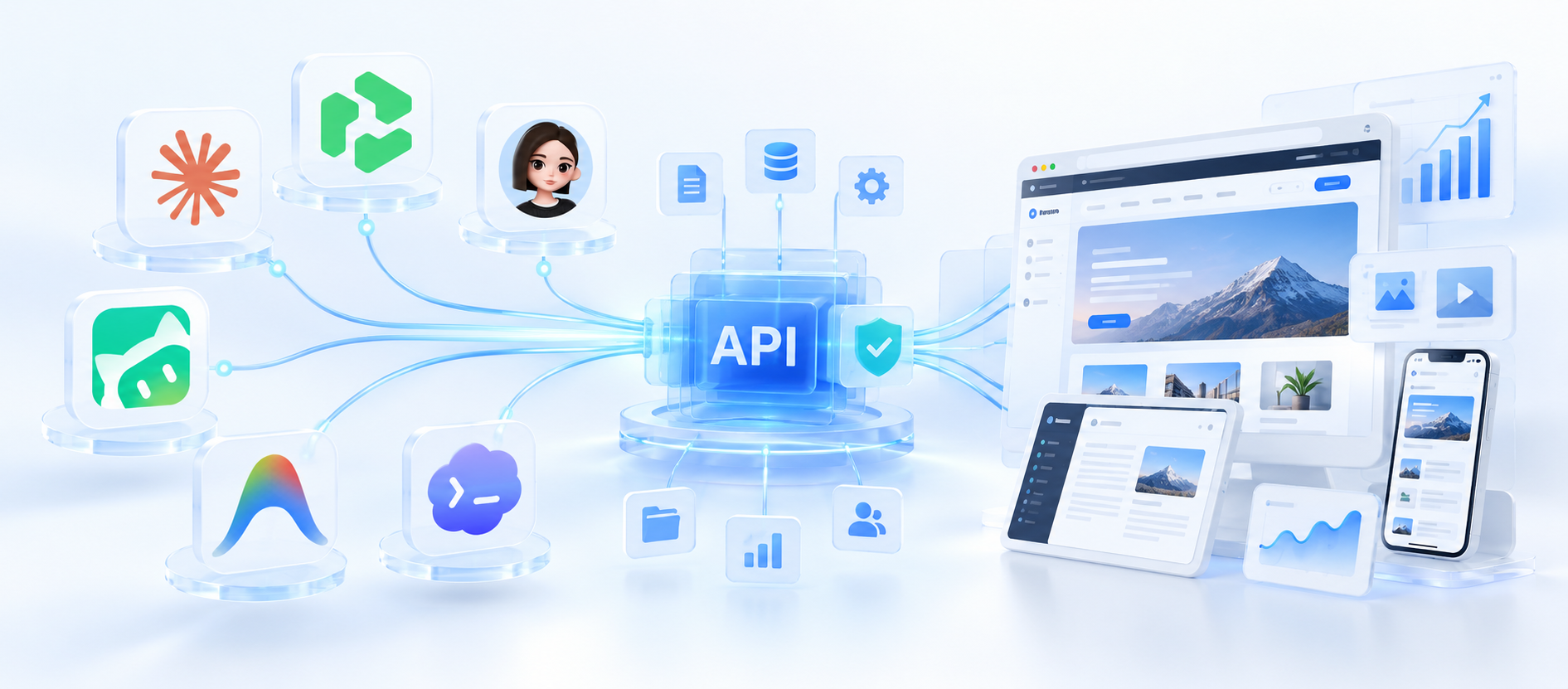 Agent 客户端通过 Agent API 连接网站 CMS 与营销运营